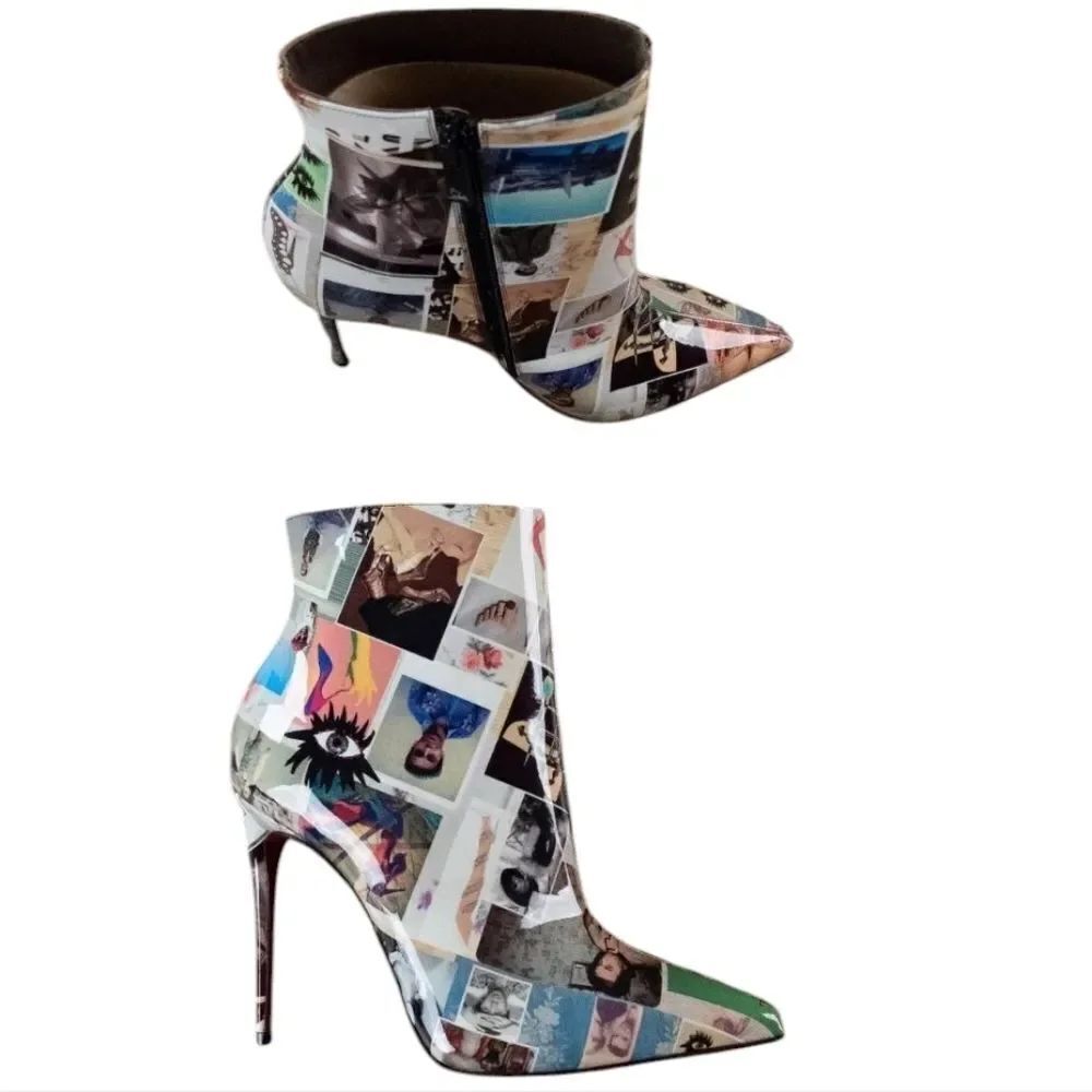 Louboutin So Kate Bootie With Box And Dust Bags Collage Print Size 9